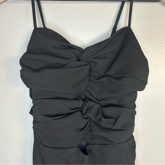 *NWT* Abercrombie & Fitch Ruched Front Cutout Asymmetrical Midi Dress, Size SP - Picture 6 of 14